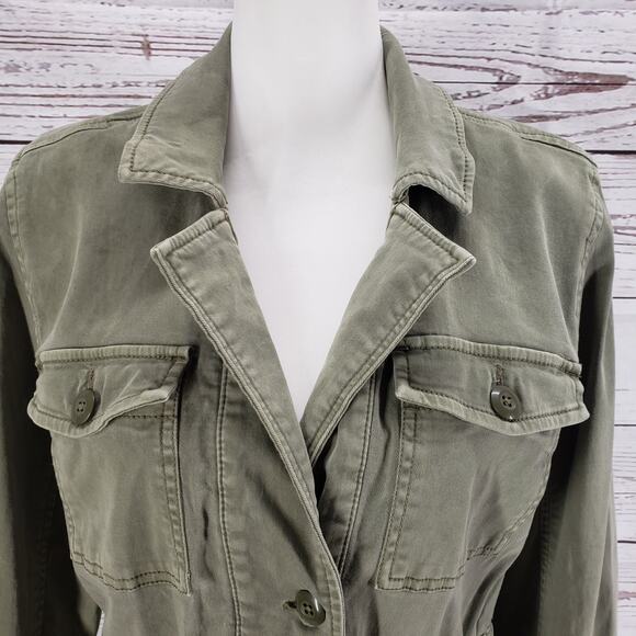 Lucky Brand Women's Green Cotton Blend Pockets Button Up Jacket Size Medium - Picture 4 of 13